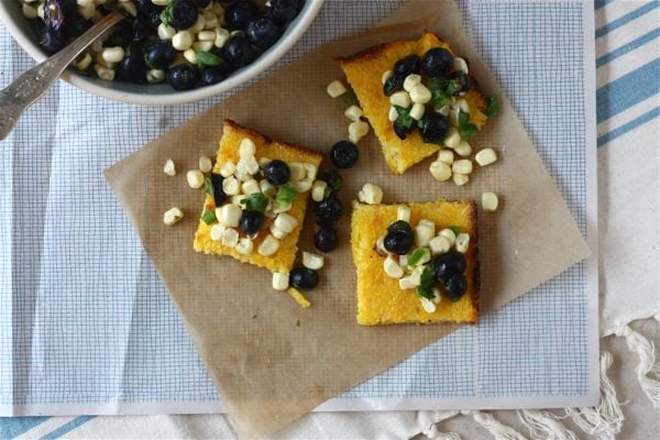 Polenta Squares With Blueberry and Corn RelishPolenta Squares With Blueberry and Corn Relish