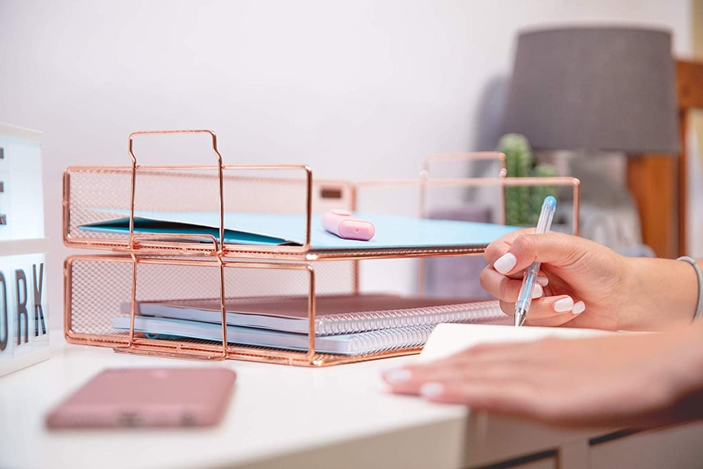 Rosework Rose Gold Two Tier Letter Tray Desk Organiser