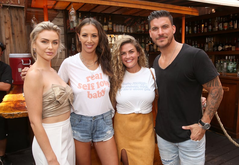 LOS ANGELES, CALIFORNIA - AUGUST 07: (L-R) Lala Kent, James Mae, Co-Founder Kristen Doute, Brittany Cartwright and Jax Taylor attend The Garage Sale featuring James Mae and Friend presented by Good Times at Davey Wayne's on August 07, 2019 in Los Angeles,