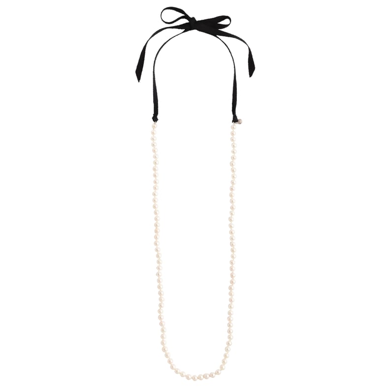 J.Crew Ribbon-Tied Long Pearl Necklace