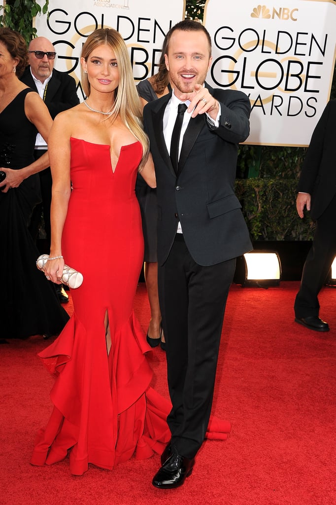 Aaron Paul joked around alongside his wife, Lauren Parsekian, at the Golden Globes.