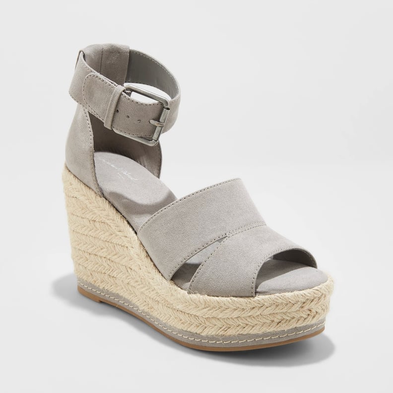 Caroline Microsuede Ankle Strap Espadrille Wedges