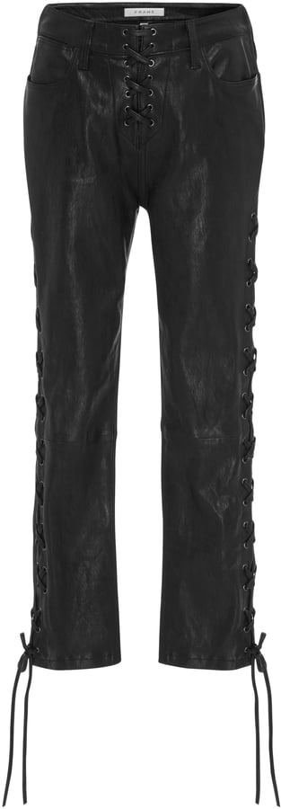 Frame Cropped Lace-Up Leather Pants