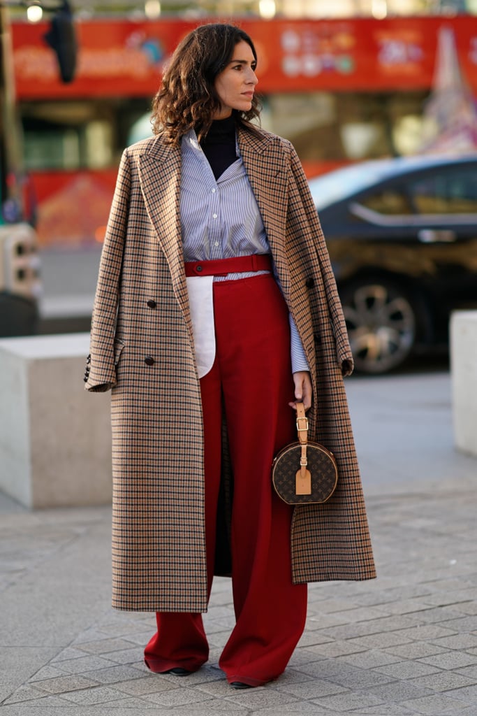 Wide Leg Pants Outfit: With a Long Checked Coat