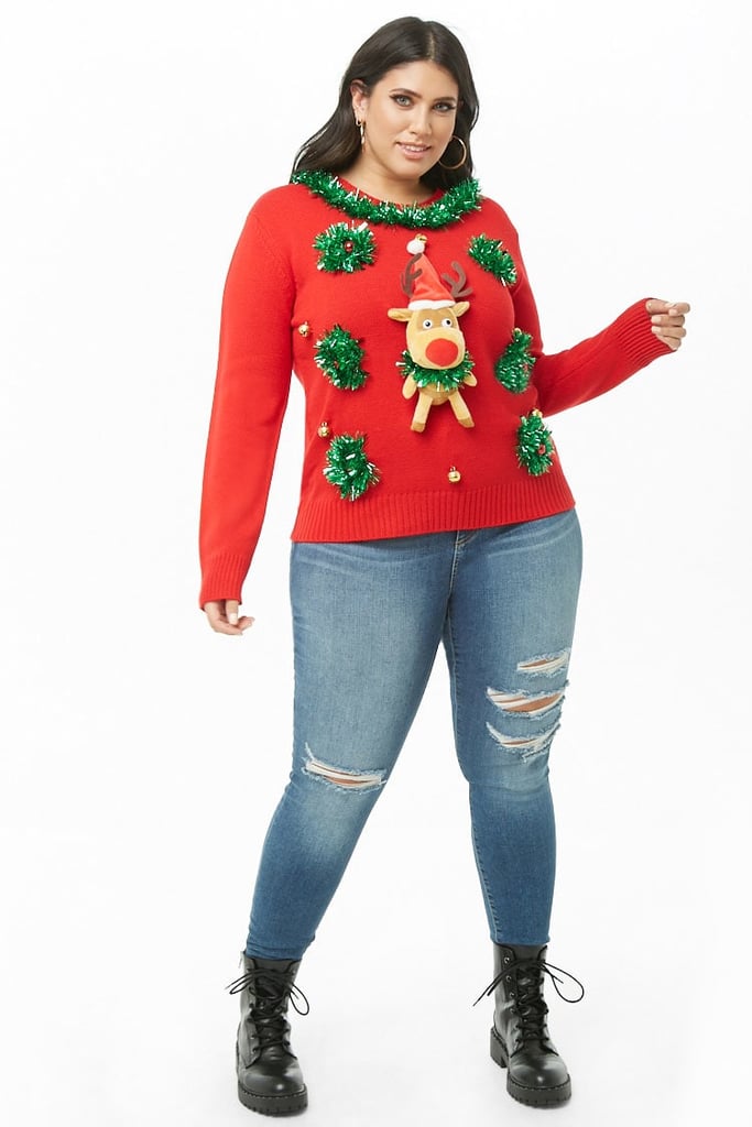 Reindeer Plus-Size Christmas Sweater