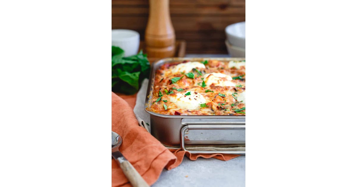 Turkey Sausage Spaghetti Squash Baked Ziti With Mushrooms and Chard