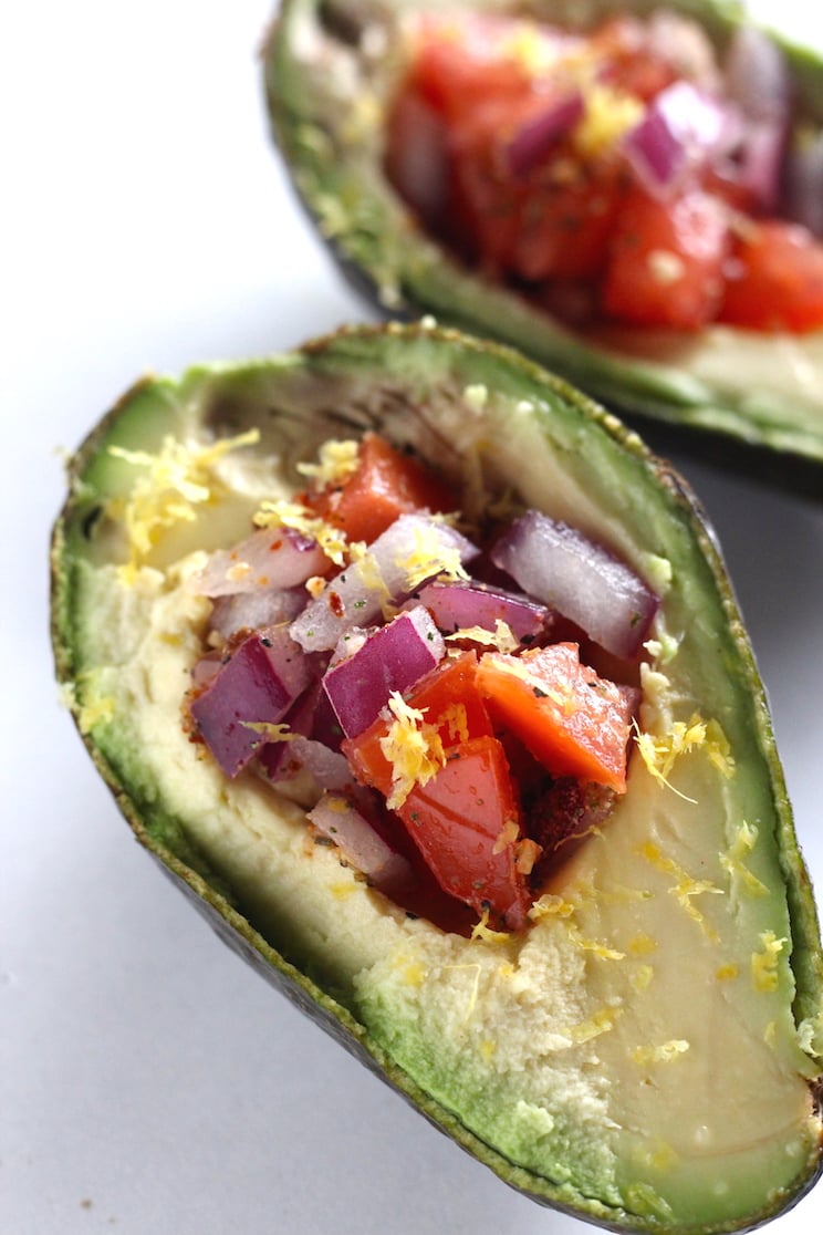 Tomato, Onion, and Lemon-Herb-Stuffed Avocado