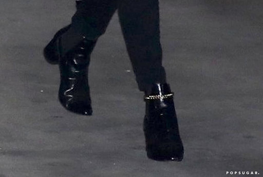 Selena Gomez's Black Ankle Boots With Chains