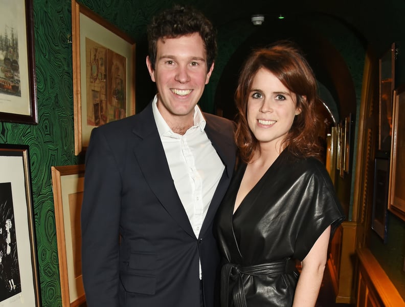 LONDON, ENGLAND - JANUARY 26:  Princess Eugenie of York (R) and Jack Brooksbank attend the launch of GP Nutrition Supplements, a collection of five premium nutritional programmes perfect for modern living, at Annabels on January 26, 2016 in London, Englan