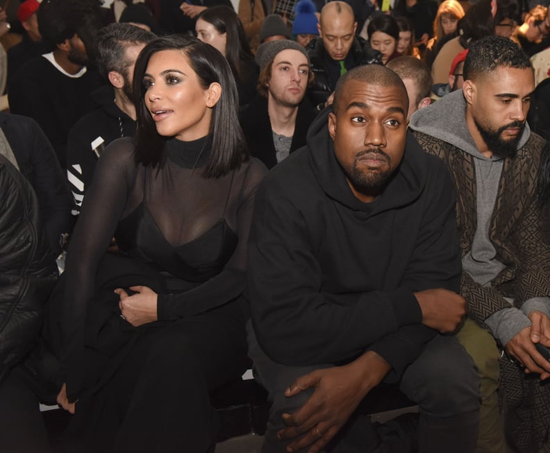 For a front-row appearance at NYFW, Kim went sheer, but Kanye kept it cotton.