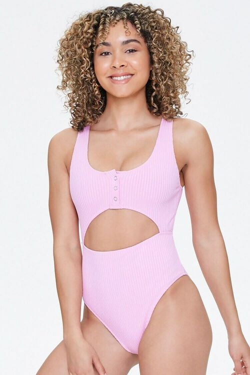 Forever 21 Ribbed Cutout One-Piece Swimsuit