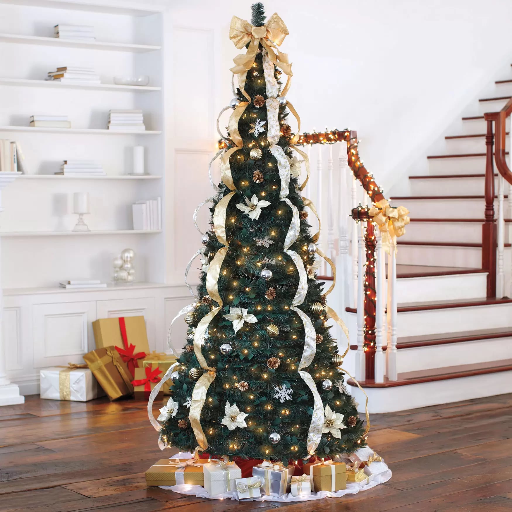 N&T NIETING Christmas Tree5ft Collapsible Pop Up Christmas Tree Fuchsia Tinse... 