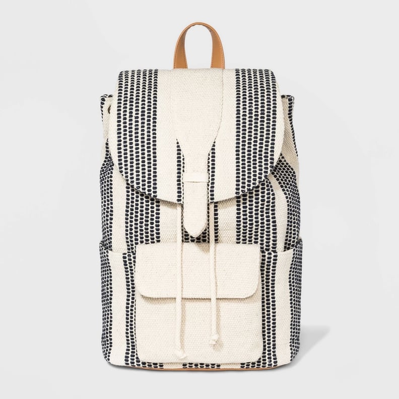 Striped Handloom Flap Backpack For College