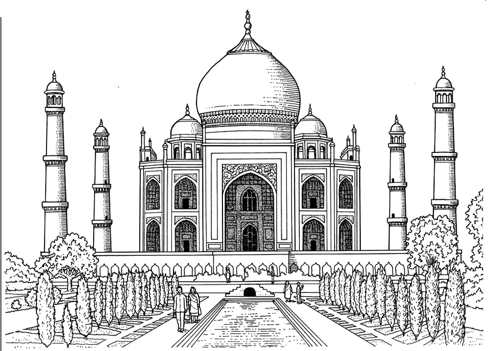 Adult Coloring Page: Taj Mahal