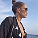 Jennifer Lopez Black Star Print One-Piece Swimsuit in Italy