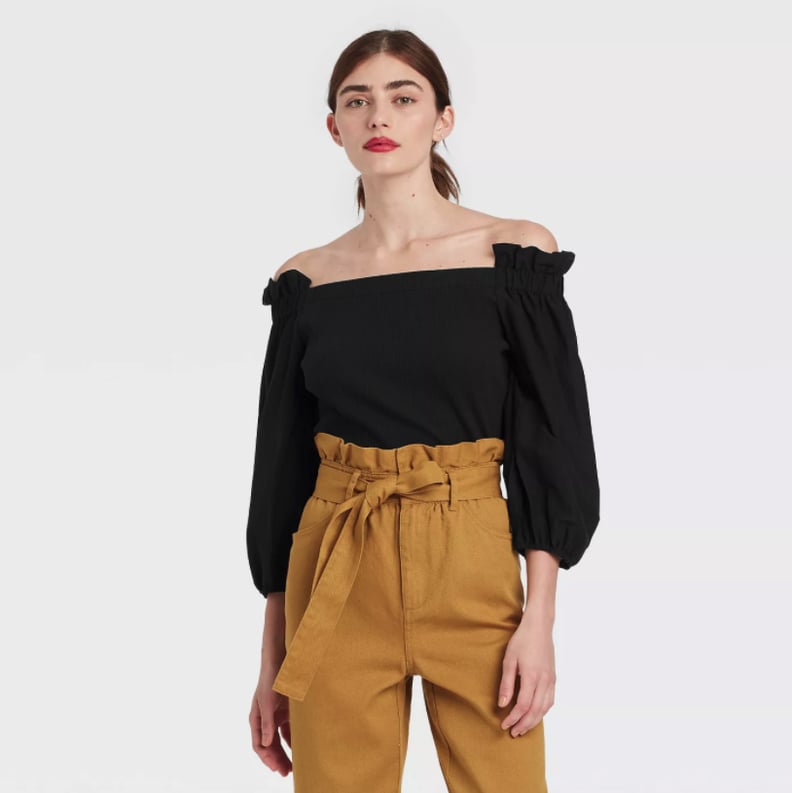 Sleeveless Sensation: Who What Wear Balloon 3/4 Sleeve Bardot Top