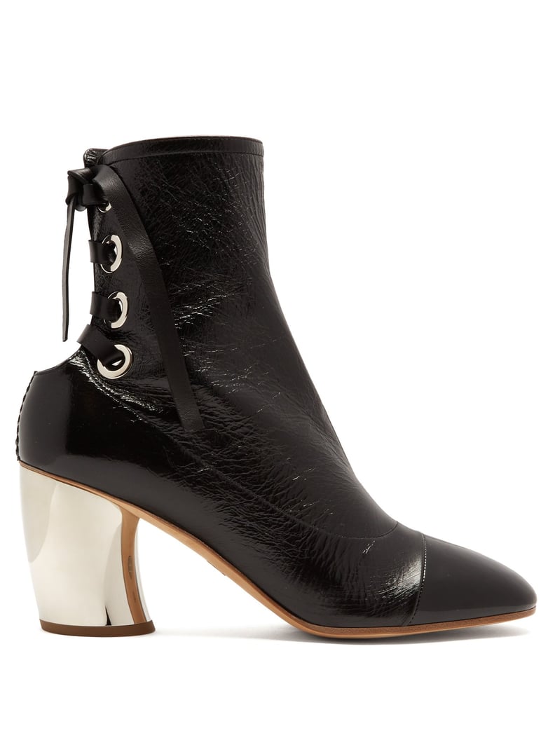 Our Pick: Proenza Schouler Curved-Heel Lace-Up Leather Ankle Boots