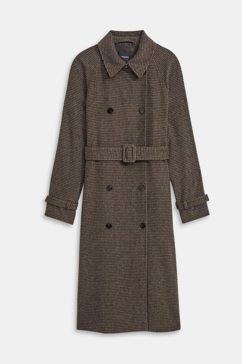 Theory Houndstooth Flannel Classic Trench Coat