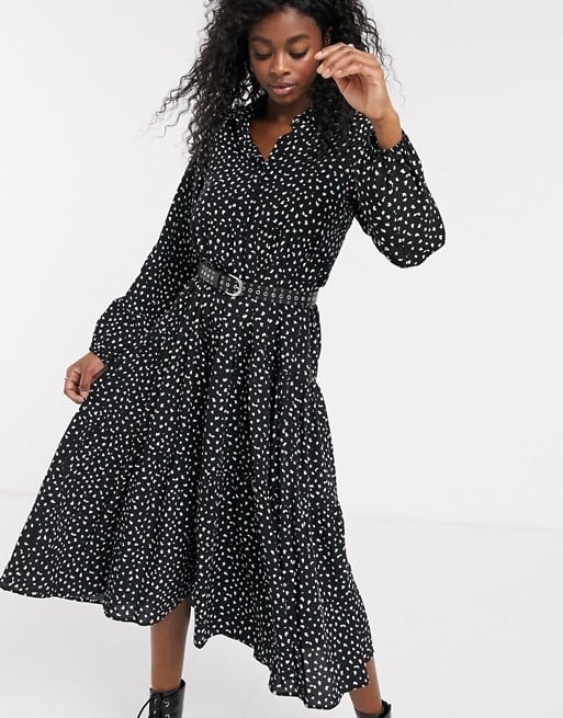 Pull&Bear Dot Print Midi Dress