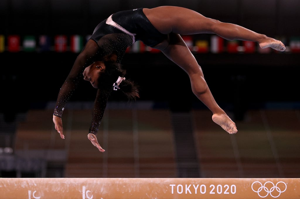 Simone Biles on Beam at Tokyo 2021 Olympics Podium Training