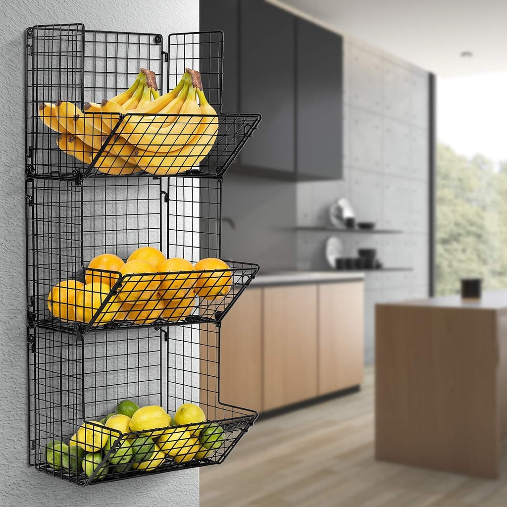 For Fruit: Sorbus 3-Tier Fruit Stand and Wall Mount Kitchen Storage Bin