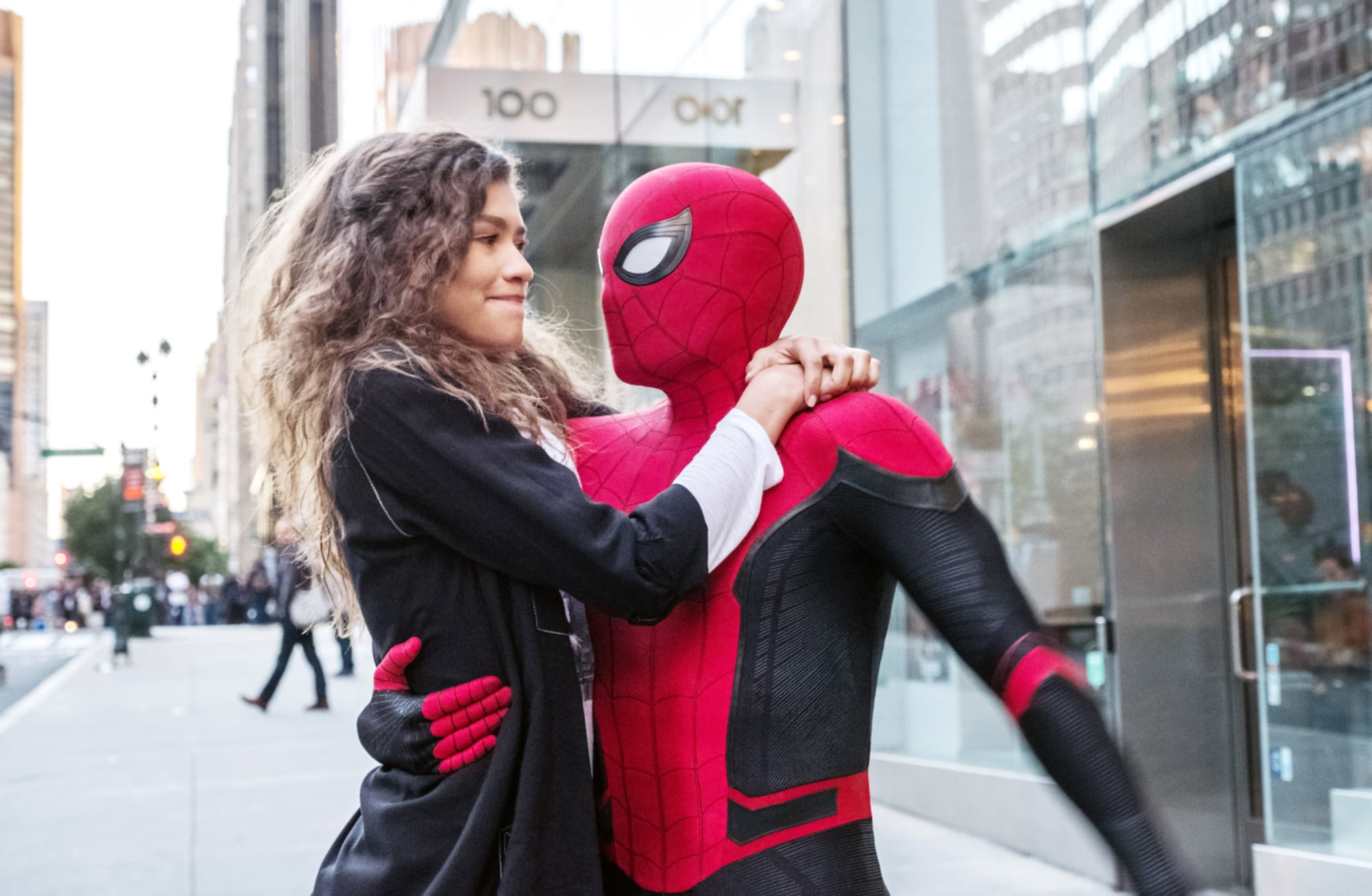 SPIDER-MAN: FAR FROM HOME, from left: Zendaya, Tom Holland as Spider-Man / Peter Parker, 2019. ph: JoJo Whilden /  Columbia Pictures /  Marvel / courtesy Everett Collection