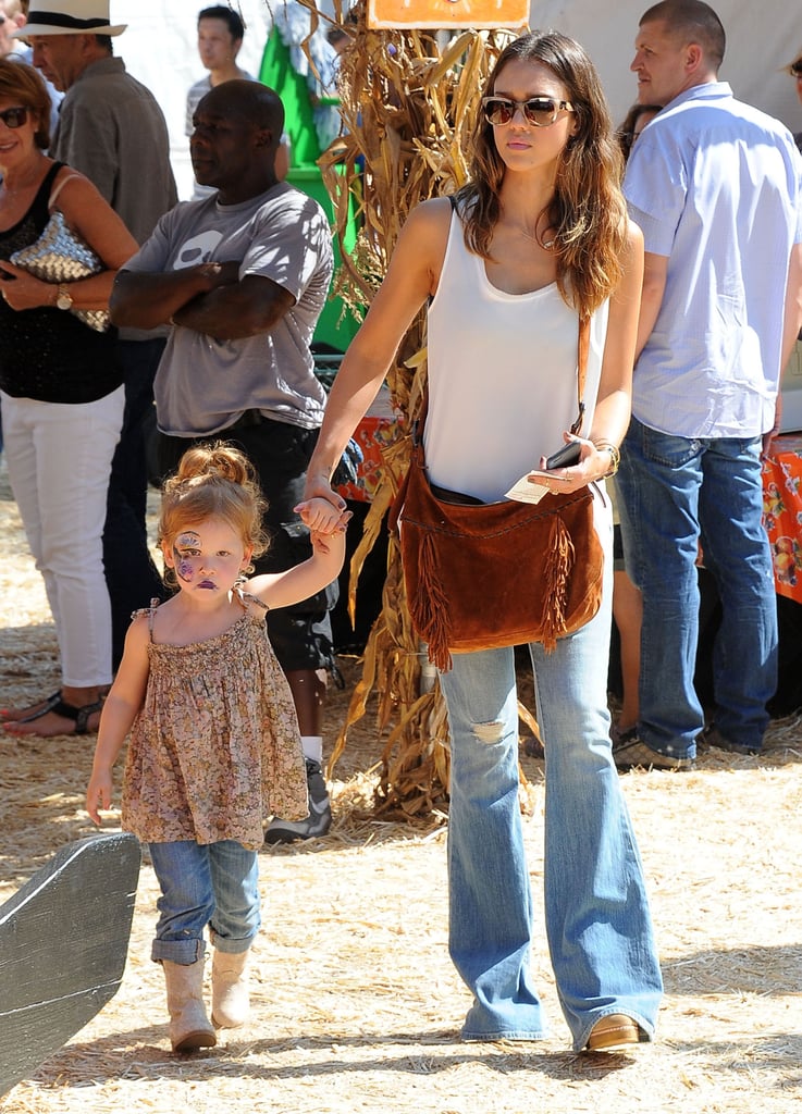 Jessica Alba's youngest daughter, Haven, had her face painted at Mr. Bones in LA.