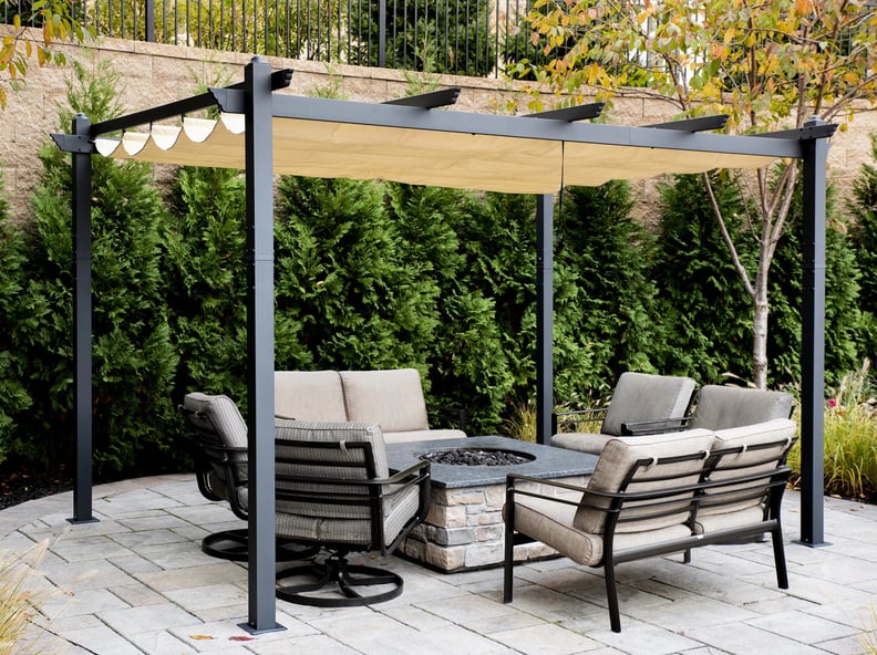 A Removable Canopy: Freeport Geren Metal Pergola With Canopy