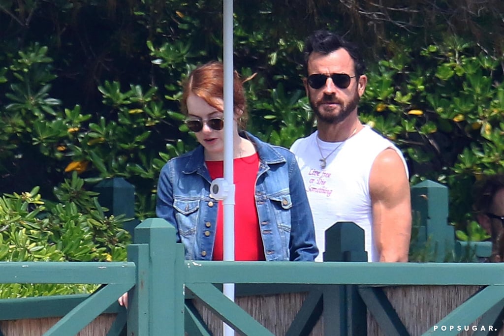 Emma Stone and Justin Theroux Beach Pictures May 2018