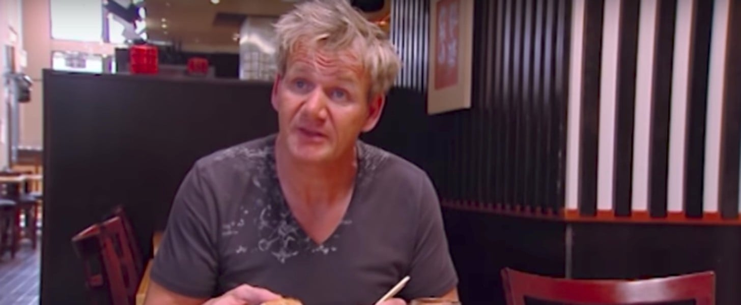 Video Of Gordon Ramsay Spitting Out Sushi Pizza Popsugar Food
