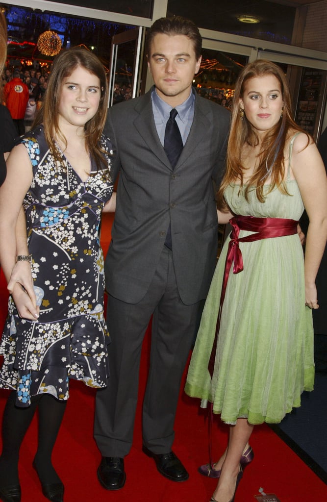 Lucky ladies! Princess Eugenie and Princess Beatrice posed with Leonardo DiCaprio at the London premiere of The Aviator in 2004.