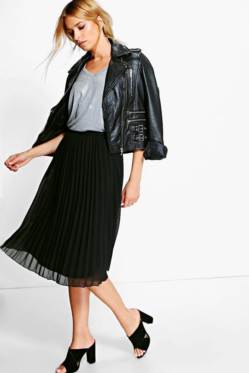 Boohoo Chiffon Pleated Midi Skirt