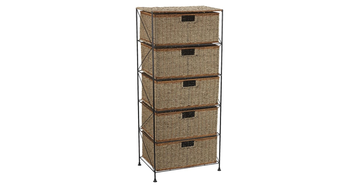 Household Essentials Seagrass Rattan 5 Drawer Storage Chest Go
