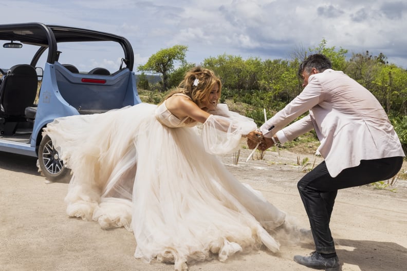 Jennifer Lopez as Darcy Rivera and Josh Duhamel as Tom Fowler in Shotgun Wedding. Photo Credit: Ana Carballosa