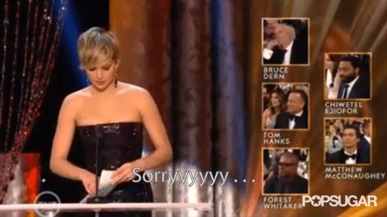Jennifer Lawrence Having Struggles With Her Envelope
