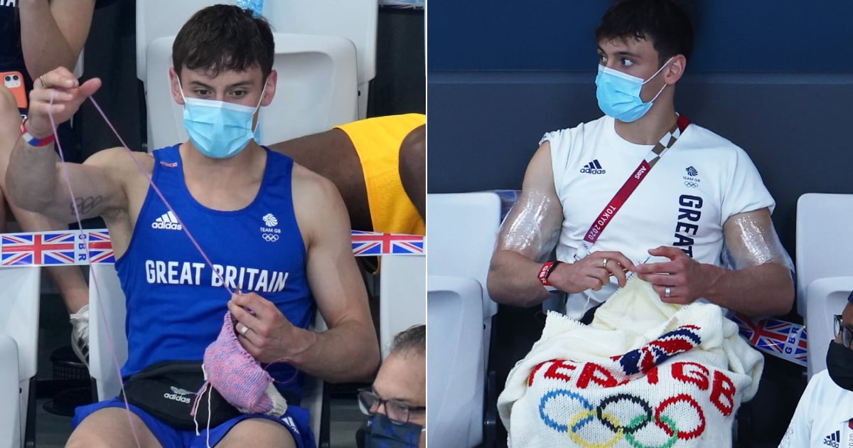 Tom Daley Seen Knitting in Stands at Tokyo Olympics Photos POPSUGAR