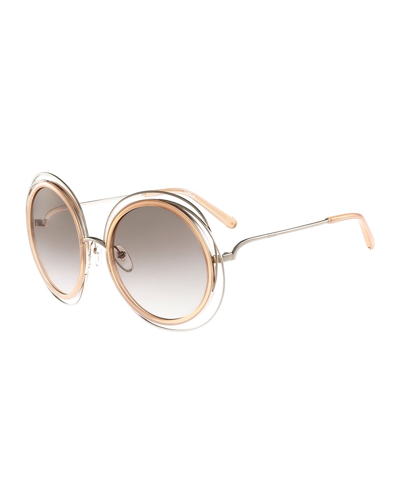 Chloé Carlina Trimmed Round Sunglasses