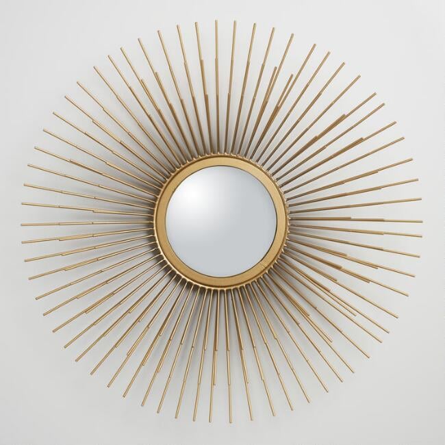 Gold Metal Tri Sunburst Mirror