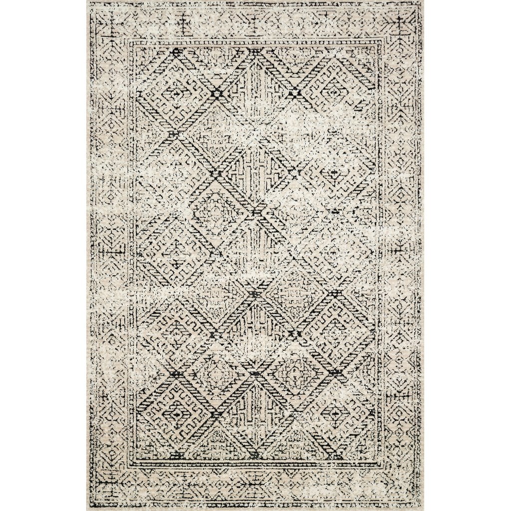 Lotus Ivory Black Rug