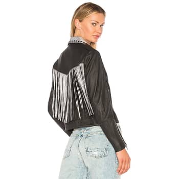 Selena Gomez Fringe Leather Jacket | POPSUGAR Fashion