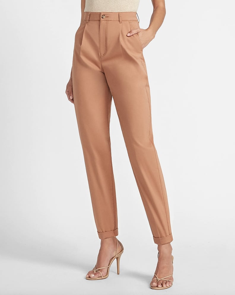 Express Super High Waisted Tapered Twill Ankle Pants