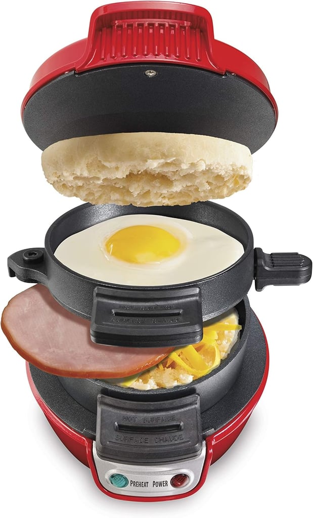 Hamilton Beach Breakfast Sandwich Maker ($38) 
We're calling it now: your friends are absolutely going to fight over this breakfast-sandwich cooker. It lets you build your perfect stack with whatever bread, cheese, eggs, or meats you're in the mood for.