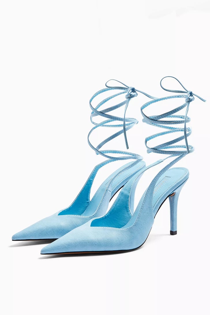 pale blue pointed heels