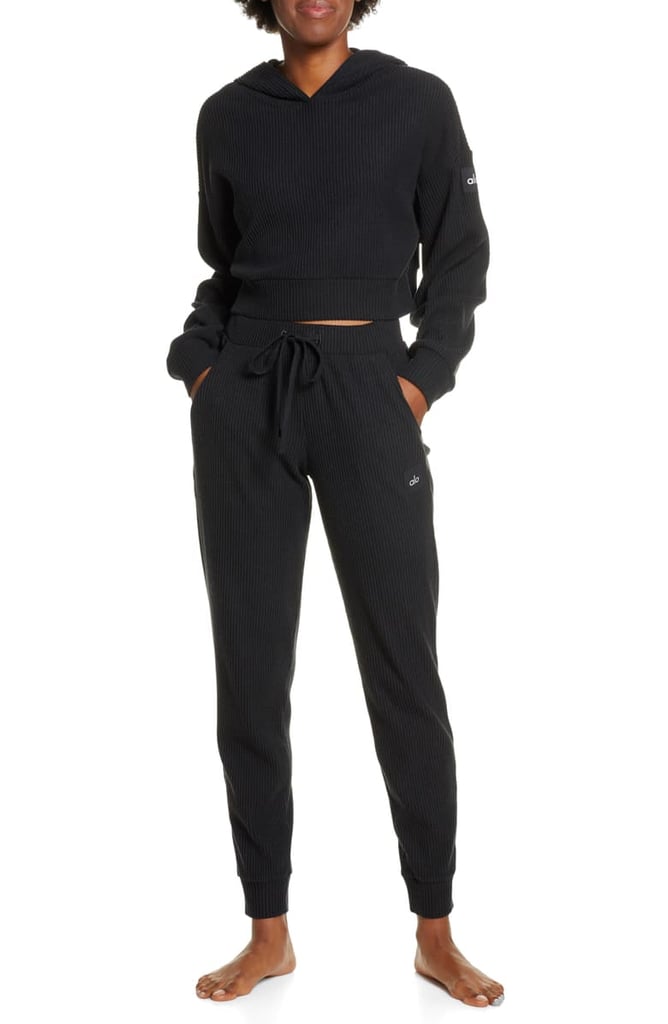 Alo Muse Ribbed Crop Hoodie and High Waist Sweatpants