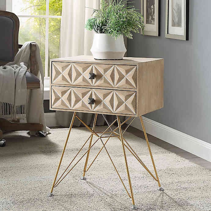 Linon Home Macon Accent Table in Natural