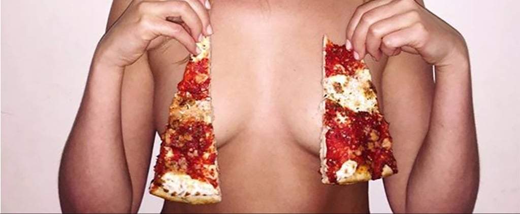 Sklyer Bouchard Poses With Pizza For Breast Cancer