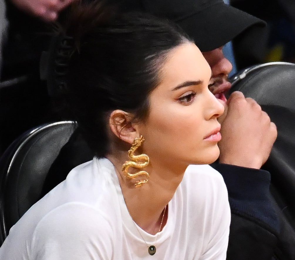 Kendall Jenner Gold Dragon Earrings and Yeezy Shoes 2019 | POPSUGAR