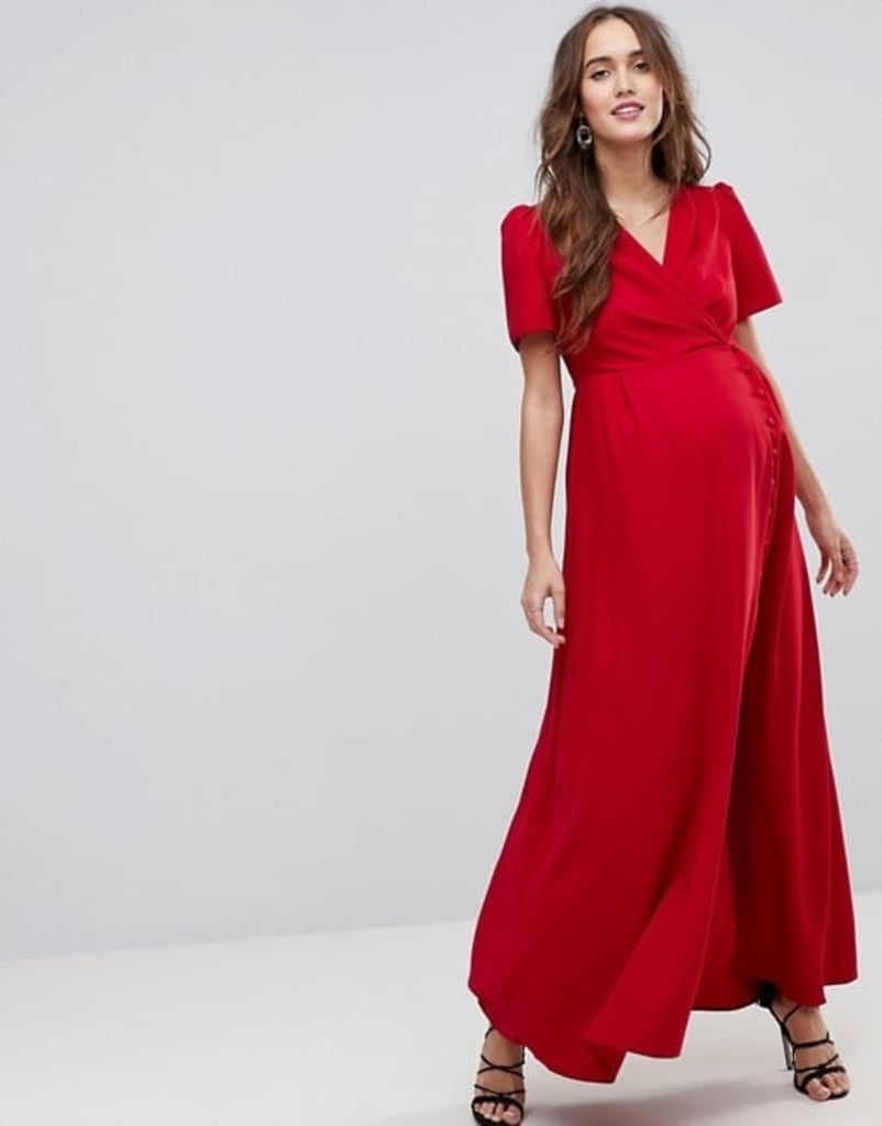 Garnet And Ruby Asos Design Maternity Button Through Maxi Tea Dress The Prettiest Jewel Tone 