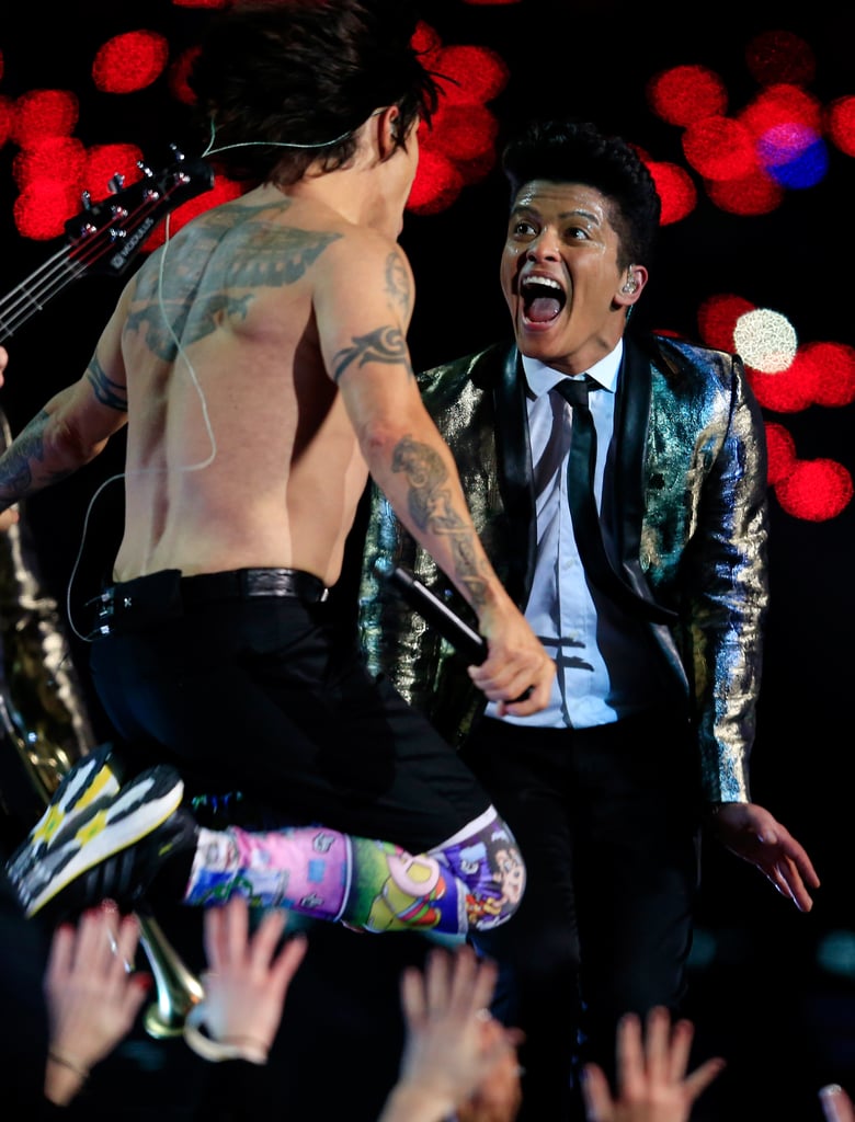 Bruno Mars rocked the Super Bowl halftime show with the Red Hot Chili Peppers in New Jersey on Sunday.