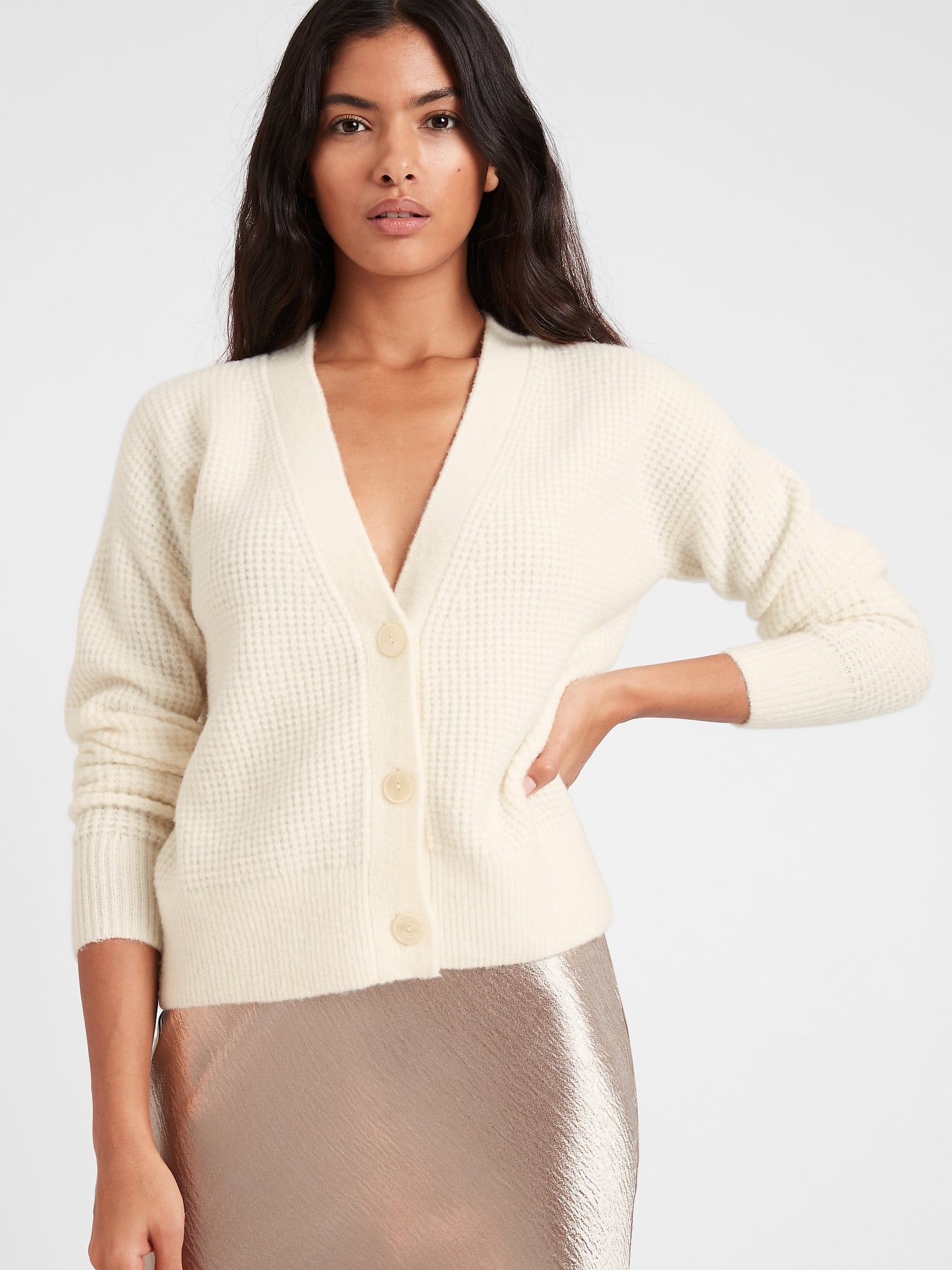 waffle cardigan sweater